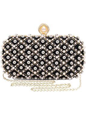 Women Black Sparkly Glitter Clutch Purse Fashionable Rhinestones Party Handbags